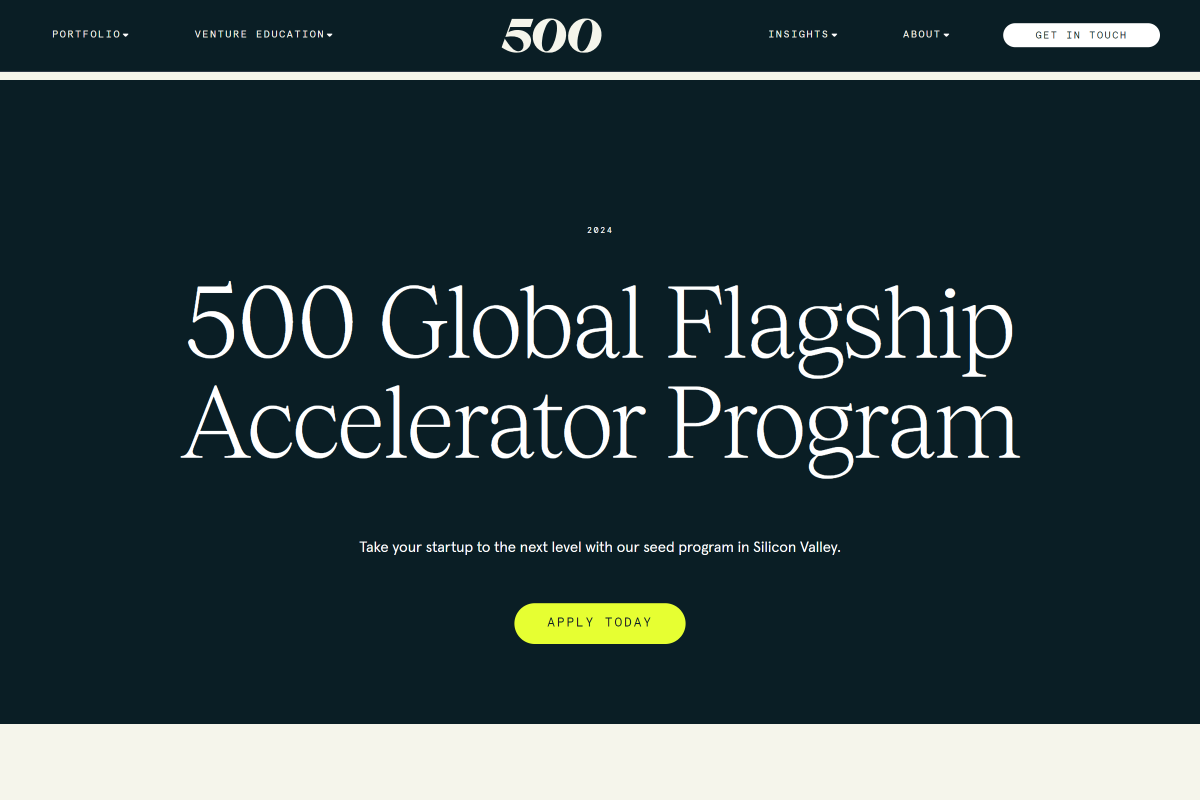 Small Business Grant: The 500 Global Flagship Accelerator Program